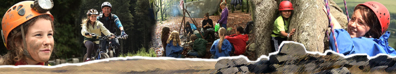 collage of children and adults experiencing outdoor activities on Dartmoor