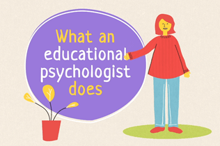 First frame of the video showing an illustration of a female adult and the text reads 'what an educational psychologist does'
