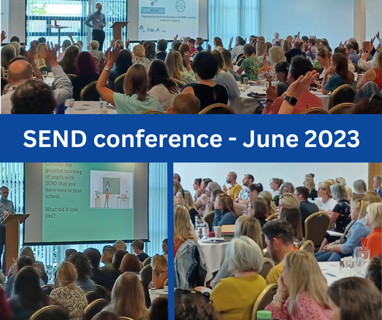 Large audience of delegates at the SEND conference 2023 listening to keynote speaker Gary Aubin
