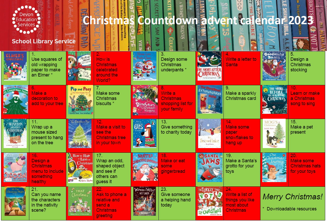 Advent calendar showing an activity for each day of December