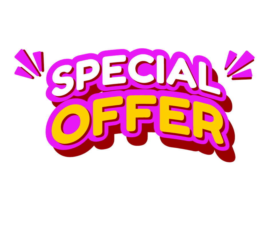 Special Offer words in bright pink and yellow